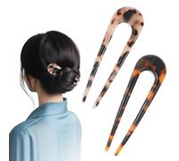 2 Pack French Twist Hair Pin - U-Shaped French Hair Pins in Tortoise Shell Style, Cellulose Acetate Fork Sticks, Updo Chignon Pins for Women & Girls (10 * 3cm)