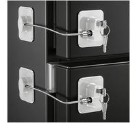 2 Pack Fridge Locks with Keys, Refrigeratorfor Door Lock Kids, Baby and Adults, Self Adhesive Child Proofing Lock for Freezer, Cabinets and Drawers, Windows (Patent)(2 Pcs White)