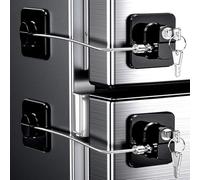 2 Pack Fridge Locks with Keys, Refrigeratorfor Door Lock Kids, Baby and Adults, Self Adhesive Child Proofing Lock for Freezer, Cabinets and Drawers, Windows (Patent)(2 Pcs Black)