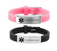 2 Pack Friendly Silicone Food Allergy Bracelet for Kids Adult Personalised Child's Allergies Awareness Wristband for Girl Boy Teens Foods Drugs Allergic Toddler ID Band for Emergency Life Saver