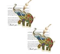 2 Pack Friendship Elephant Ornament with Mum Card, Friendship Gifts for Women, Cute Flower Pattern Elephant Birthday Gifts for Mum from Sister, Friends, Christmas Tree, Mother's Day