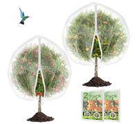 2 Pack Fruit Tree Netting Cover with Zipper and Drawstring, 6.6 x 6.6 Ft Bird Mesh Netting Barrier for Blueberry Bushes, Garden Plant Net Tree Protection Netting Cover for Apple Vegetables Fruits