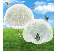 2 Pack Fruit Tree Netting with Zipper & Drawstring - 8'x8' Garden Plant Net Pest Barrier to Prevent Cicadas Bird Squirrel Deer - Bug Protection for Blueberry Tomato with Fine Mesh Insect Cover