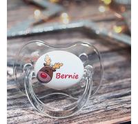 *2-Pack* FUNKY DUMMY Personalised Dummy Pacifier Soother, All TEATS Sizes & Colours, Peeking Reindeer
