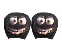 2 Pack Funny Car Seat Headrest Cover, Halloween Headrest Covers For Cars, Breathable Elastic Headgear, Exaggerated Face Headgear For Seat, For Halloween Men & Women, Automobile Decoration