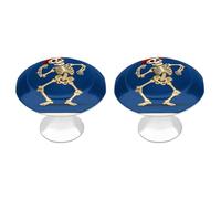 2 Pack Funny Skeleton Cabinet Knobs Round 1.1" Stainless Steel Dresser Knobs Single Hole Knob with Screws Door Pulls Handles Kitchen Hardware for Bathroom Cupboard Closet Door Wardrobe