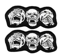 2 Pack Funny The Laughing Skull Head Patch, Cool Skeleton Embroidered Emblem Badge Hook Looped Patch for Backpacks,Jackets,Jeans,Clothes,Clothing,Vest,Biker and Rider Gothic Decor