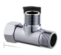 2 Pack G1/2 Brass T-Shaped Diverter Valve - 3-Way Shower Hose Adapter for Water Pipe Joint Distributor - Chrome Finish Plumbing Fitting for Bathroom Kitchen Boiler System
