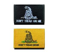 2 Pack Gadsden Don't Tread On Me Patch Full Embroidery Tactical Snake Pride Flag Patch with Hook and Loop Backing for Clothes Hat Backpacks Vest Team Work Travel Tactical Activities