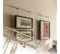 2 Pack Gallery Wall Picture Hanging Rod, Brass Art System with Rail and Cables, Mount Canvas Hanger Mirror Hardware for Photo Display(65cm/25.6")