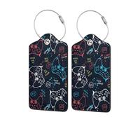 2 Pack Gamepad Luggage Tags, Travel Tags for Luggage with Stainless Steel Loop, Hidden ID Slot for Privacy Protection, Easy to Identify Travel Accessories Gift