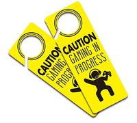2 Pack Gaming in Progress Do Not Disturb Door Funny Hanger Sign, for Boys, Girls, Bedrooms, Computer Games, Console, Gamer