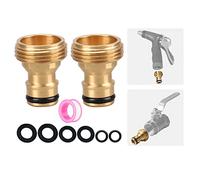 2 Pack Garden Hose Spray Gun Connector, 3/4 inch Brass Male Threaded Connector Adapter, Garden Water Hose Pipe Nozzle Quick Connect Adapter Fitting, Female Threaded Tap