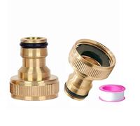 2 Pack Garden Hose Tap Connector - 3/4 inch Brass Female Threaded Tap Connector for Hosepipe, Threaded Faucet Adapter(set6)