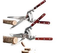 2 Pack Garden Secateurs, 8" Bypass Pruning Shears and Straight Garden Scissors, Shears with Stainless Steel Blades Garden, Safety Lock, Wooden Handle, for Trimming Plants, Picking Fruits