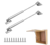 2 Pack Gas Struts,Soft Close Hinges,100N Soft Close Dampers,Slow Down Lift Stay Support,Gas Strut Hinge for Kitchen Cabinet Hinges Cupboard Door Toy Box, Heavy Duty Lid, Silver Electroplating