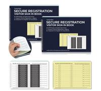 2 Pack GDPR Visitors Book Sign in and Out Confidential Visitor Book A4 Carbonless Duplicate Visitor Log Book with 660 Entries for Office School Solicitors Medical Practice Fire Evacuation Register