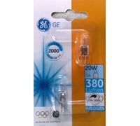 2 Pack GE G4 20W 12V Halogen Capsule Light Bulbs, Dimmable Lamps, 380 Lumen, 2 Years Life, 2900 K Warm White