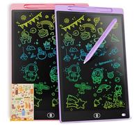 [2 Pack] Genialba LCD Drawing Board 12 Inch, Colourful LCD Writing Tablet Erasable [Individual Package], Toddler Toys Learning Educational Toys for 3 4 5 6 7 Years Boys Girls (Pink&Purple)