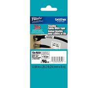 2/Pack Genuine Brother 1" (24mm) Black on White Flexible Cable and Wire wire/cable TZe P-touch Tapes for Brother PT-9600, PT9600 Label Maker