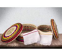 2-Pack Genuine Mexican Handwoven Tortilla Basket, Fiesta Mexican Tortilla Warmer, Tortilla Holder, Tortillero, Palm Straw Baskets Handmade in Mexico, Mexican Bowls (2, Canasta)