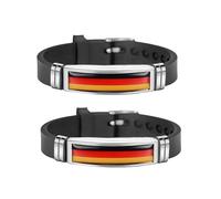 2 Pack German Flag Bracelets for Men Women, Adjustable Silicone Wristbands, Germany Sports Fan Accessories for Soccer Football Basketball Volleyball Events, Germany Souvenir Gift, Outdoor Casual