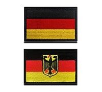 2 Pack Germany Flag Tactical Embroidered Patches - 3.15"x 2" German Deutschland Flag Military Uniform Sew On Emblem Patch - Loop & Hook Fasteners Attach to Backpack, Clothes, Garment & Gears