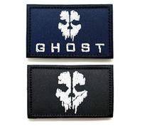 2 Pack Ghost Skull Tactical Fabric Embroidered Morale Patches Badges 8cm x 5cm Hook & Loop Airsoft COD Tactical Patch Cosplay UK