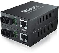 [2 Pack] Gigabit Ethernet Media Converter with a Built-in 1Gb Multimode SC Transceiver, 10/100/1000M RJ45 to 1000Base-SX, up to 550m, with a British Power Supply