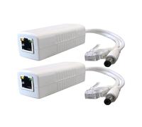 2-Pack Gigabit PoE Splitter, 12V DC Output, IEEE 802.3 af/at Compliant, Plug 5.5mm x 2.1mm, for Security Camera and More, White