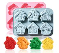 2 Pack Gingerbread House Cake Molds Christmas Gingerbread House Baking Mold 6-Cavity Silicone Village Gingerbread House Mold Perfect for Cake Cupcake Decoration Soap Pudding Chocolate Candy Ice Cube