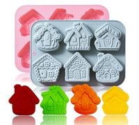 2 Pack Gingerbread House Cake Molds Christmas Gingerbread House Baking Mold 6-Cavity Silicone Village Gingerbread House Mold Perfect for Cake Cupcake Decoration Soap Pudding Chocolate Candy Ice Cube