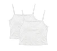 2 Pack Girls Camisole Tops Spaghetti Strap Crop Tops Square Neck Slim Fit Vests Soft Breathable Cotton Cami Top for Kids Casual Daily Wear School Outfit White 11 Years