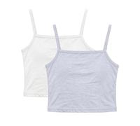 2 Pack Girls Camisole Tops Spaghetti Strap Crop Tops Square Neck Slim Fit Vests Soft Breathable Cotton Cami Top for Kids Casual Daily Wear School Outfit Gray 13 Years