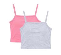2 Pack Girls Camisole Tops Spaghetti Strap Crop Tops Square Neck Slim Fit Vests Soft Breathable Cotton Cami Top for Kids Casual Daily Wear School Outfit Dark Gray 11 Years