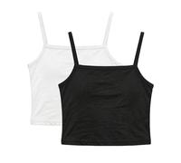 2 Pack Girls Camisole Tops Spaghetti Strap Crop Tops Square Neck Slim Fit Vests Soft Breathable Cotton Cami Top for Kids Casual Daily Wear School Outfit Black 13 Years