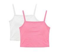 2 Pack Girls Camisole Tops Spaghetti Strap Crop Tops Square Neck Slim Fit Vests Soft Breathable Cotton Cami Top for Kids Casual Daily Wear School Outfit Hot Pink 11 Years