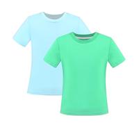 2 Pack Girls T-Shirt Top Tee Basic Layer Tween Back to School Summer Cotton Age 7-8 Years Green Turquoise