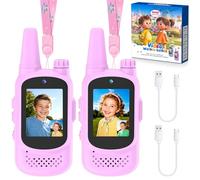 2 Pack Girls Toys Video Walkie Talkies, Rechargeable Kids Walkie Talkies HD Screen with Camera, Longer Range 2 Way Radios, Portable Travel Outdoor Indoor Toys, Gifts for Girls Toddlers Ages 3-12