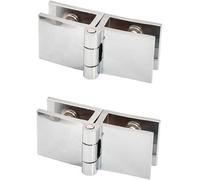 2 Pack Glass Bookcase Door Hinges, 180 Deg Pivot, Double-Sided Clip, Clamp, Hinge