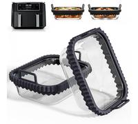 2 Pack Glass Food Container for Ninja Cosori Philips, Airfryer Glass Container with Removable Silicone, Oven-safe & Handles Dishwasher-Safe, Casserole Dish - Heat-Resistant, Scratch-Resistant