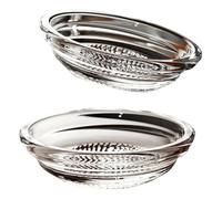 2 Pack Glass Garlic Grater Plate, Classic Style - for Garlic, Ginger, Chocolate - Comes with 5.25" Plate, Peeler, Brush (Grey-2pc)