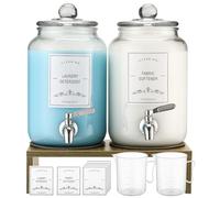2-Pack Glass Laundry Detergent Dispenser with Stand, 106oz Leak-Proof Glass Fabric Softener Dispenser- Laundry Soap Dispenser-Reusable Container for Kitchen & Bathroom Storage