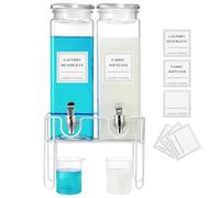 2 Pack Glass Laundry Detergent Dispenser with Stand, 76oz Fabric Softener Dispenser for Laundry Room Organization