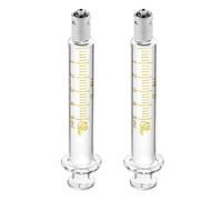 2 Pack Glass Syringes with Caps, 5ml Luer Lock Reusable Glass Syringe, Metal Luer Lock Caliber Injector Laboratory Sampler for Laboratory