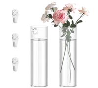 2 Pack Glass Wall Planter Hanging Vases 1.84x5.93 Inch Modern Borosilicate Wall Mounted Planters for Indoor Plants and Flowers