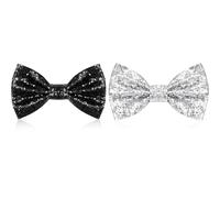 2 Pack Glitter Bow Tie Sequin Bow Tie for Men, Adjustable Strap Buckle Shiny Glittering Pre-tied Bow tie for Men Bachelor Dance Hen Night Party Carnival Christmas Fancy Dress Stage Show(Black,Silver)