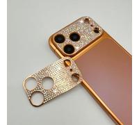 2 Pack Glitter Camera Lens Cover Protector for iPhone 17 Promax，Metal Bling Diamond Camera Lens Cover Sticker Protector (for iPhone 17 Promax-Rose gold)