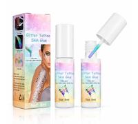 2 Pack Glitter Glue for Face & Body - 8ml Brush-On Body Glitter Glue for Hair, Acrylic Nails & Fabric Decor, DIY Festival Makeup Gel for Party Looks, Gifts and Creative Art