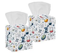 2 pack globe microscope magnet flask molecule (8) Tissue Box Cover, Facial Tissue Holder Storage for Bathroom Vanity, Dressers, Night Stand, Parlors and Offices
